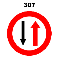 תמרור 307 תן זכות קדימה בקטע דרך צרה לתנועה מהכיוון הנגדי