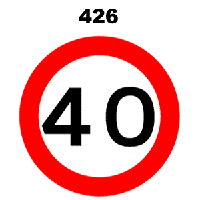 תמרור 426 מהירות מיוחדת: אסורה הנסיעה במהירות העולה על מספר הקמ"ש הרשום בתמרור
